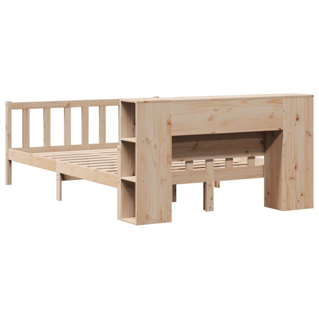 Seng med bokhylle uten madrass 160x200 cm heltre furu