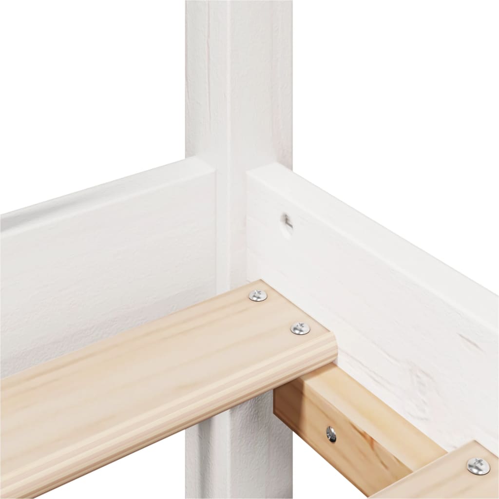 Seng med bokhylle uten madrass hvit 160x200 cm heltre furu