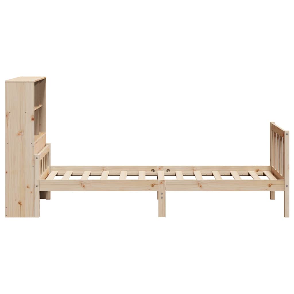 Seng med bokhylle uten madrass 90x190 cm heltre furu