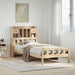 Seng med bokhylle uten madrass 90x190 cm heltre furu