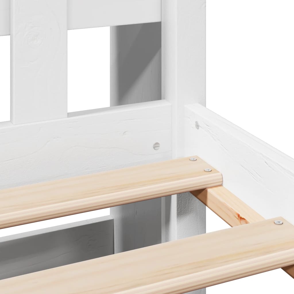 Seng med bokhylle uten madrass hvit 150x200 cm heltre furu