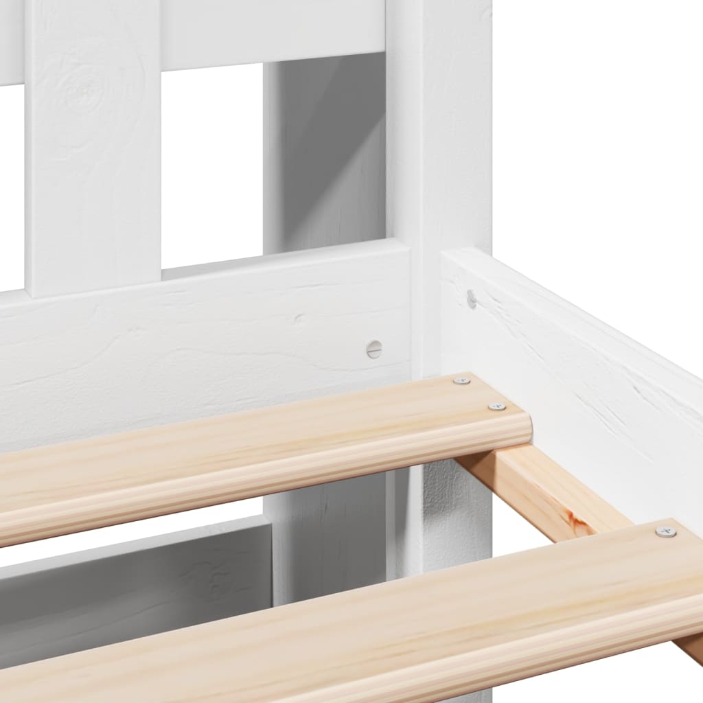 Seng med bokhylle uten madrass hvit 160x200 cm heltre furu