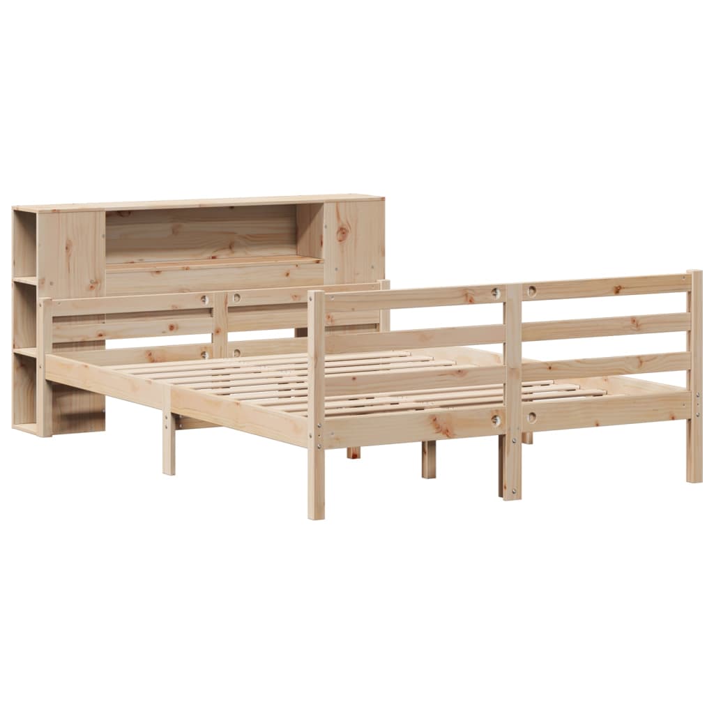 Seng med bokhylle uten madrass 135x190 cm heltre furu