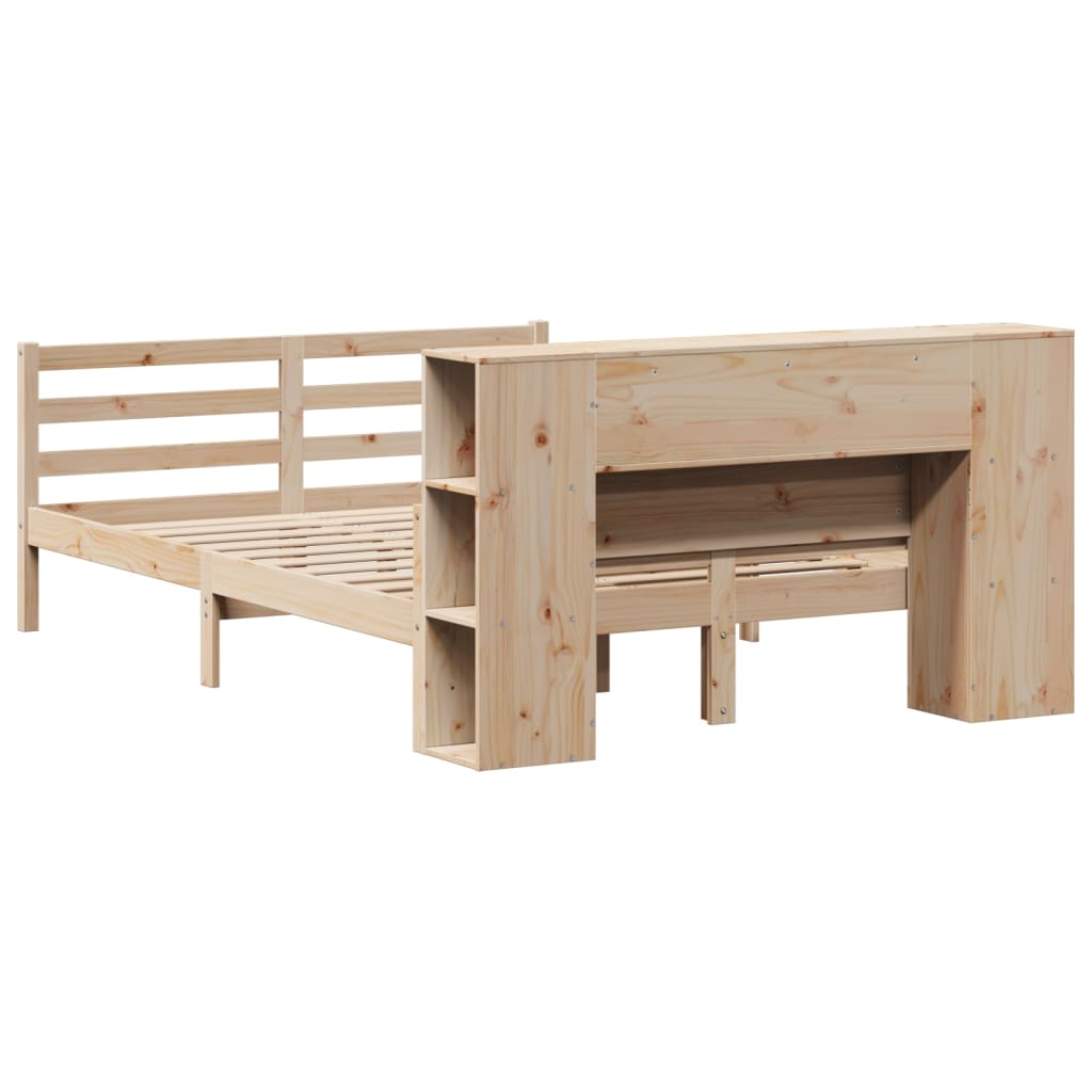 Seng med bokhylle uten madrass 135x190 cm heltre furu