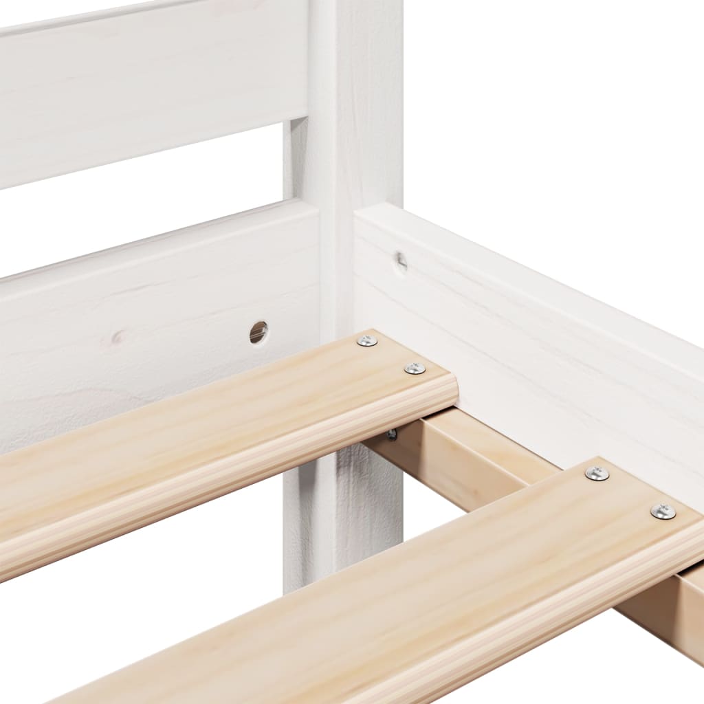 Seng med bokhylle uten madrass hvit 140x200 cm heltre furu