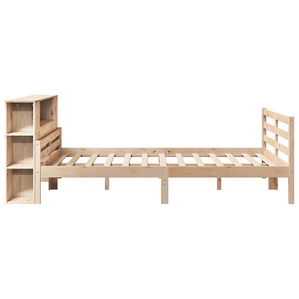 Seng med bokhylle uten madrass 160x200 cm heltre furu