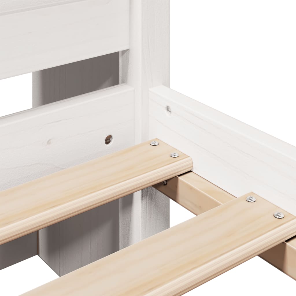 Seng med bokhylle uten madrass hvit 140x200 cm heltre furu