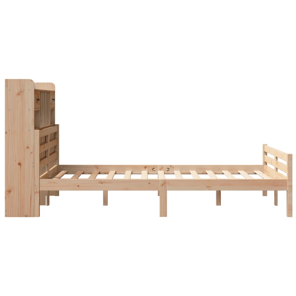 Seng med bokhylle uten madrass 135x190 cm heltre furu