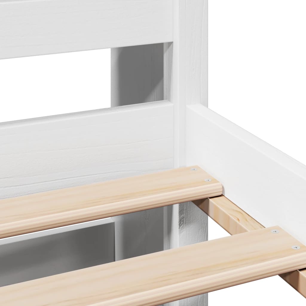 Seng med bokhylle uten madrass hvit 135x190 cm heltre furu