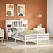 Seng med bokhylle uten madrass hvit 135x190 cm heltre furu