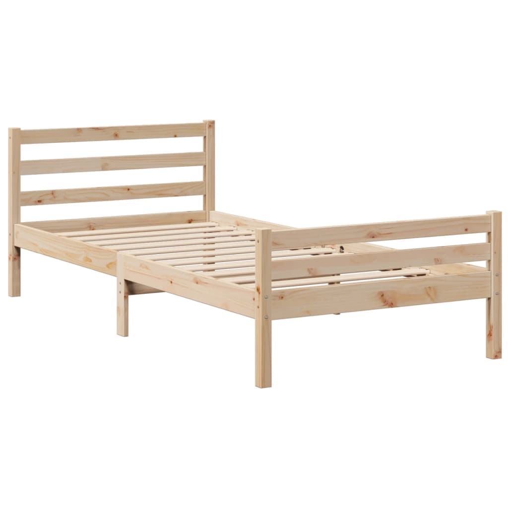 Seng med bokhylle uten madrass 100x200 cm heltre furu