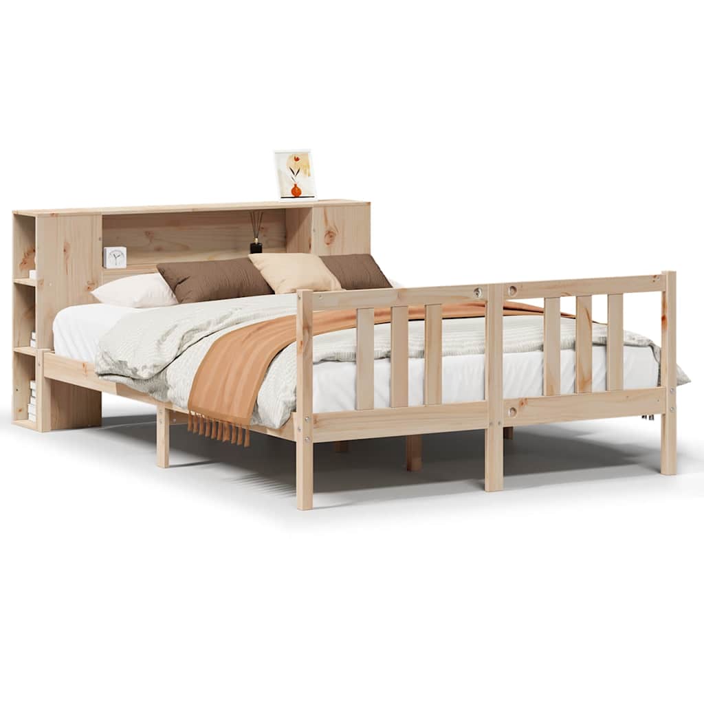 Seng med bokhylle uten madrass 135x190 cm heltre furu