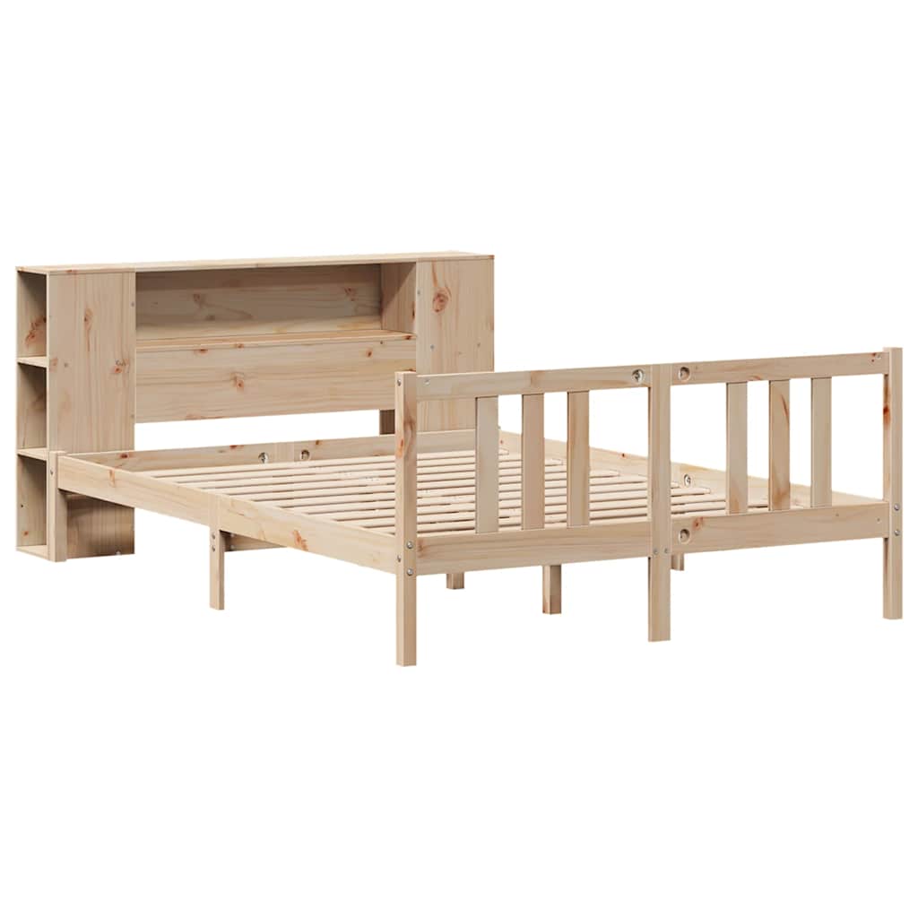 Seng med bokhylle uten madrass 135x190 cm heltre furu