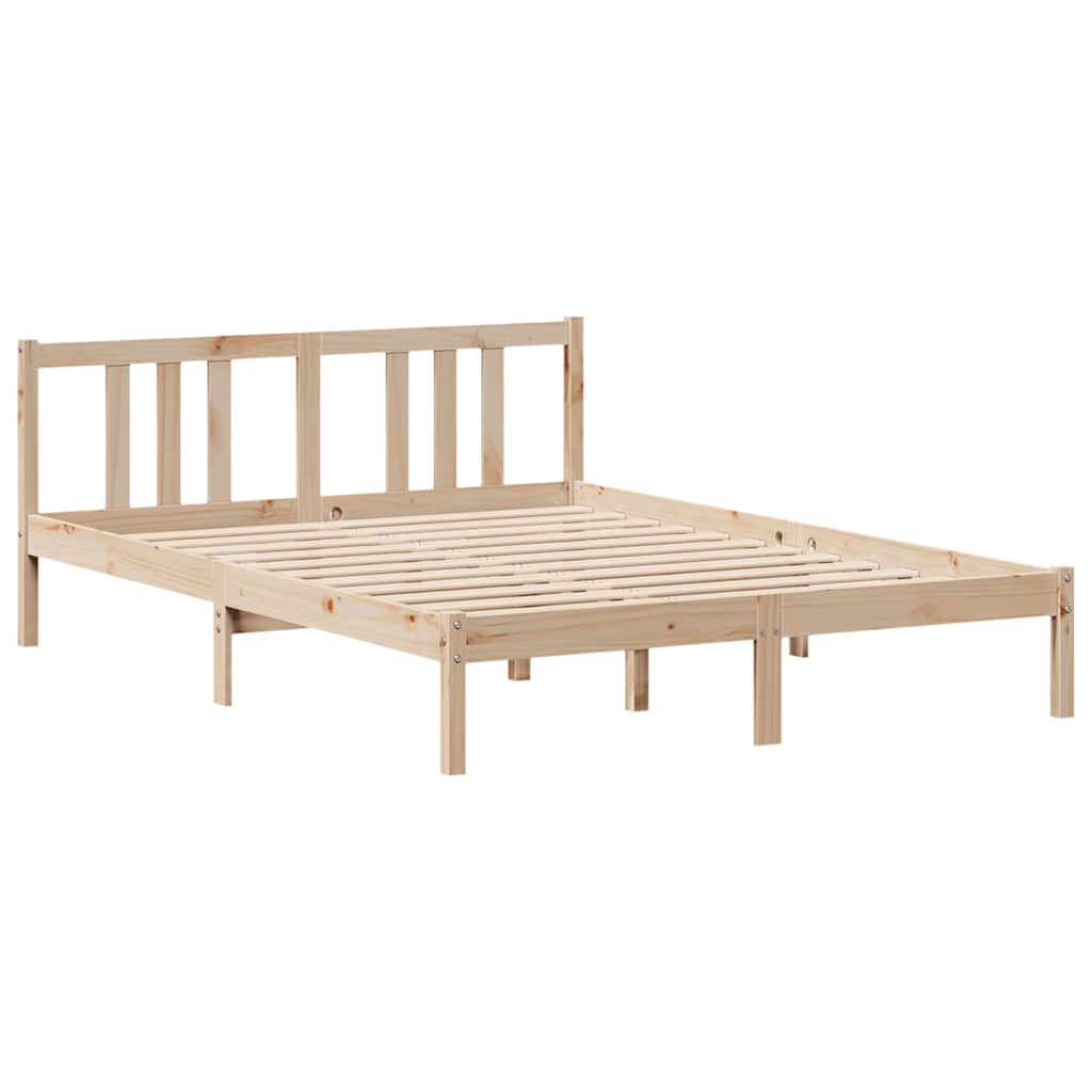 Seng med bokhylle uten madrass 135x190 cm heltre furu