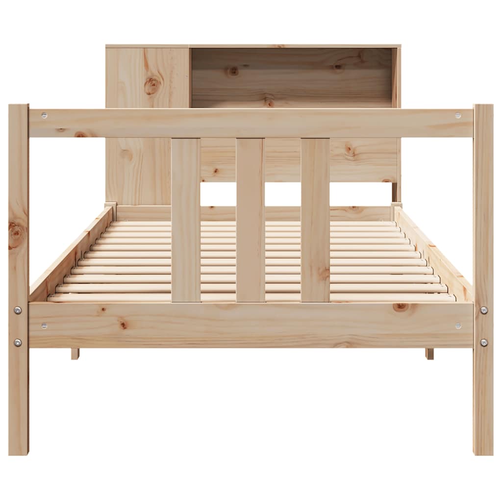 Seng med bokhylle uten madrass 75x190 cm heltre furu