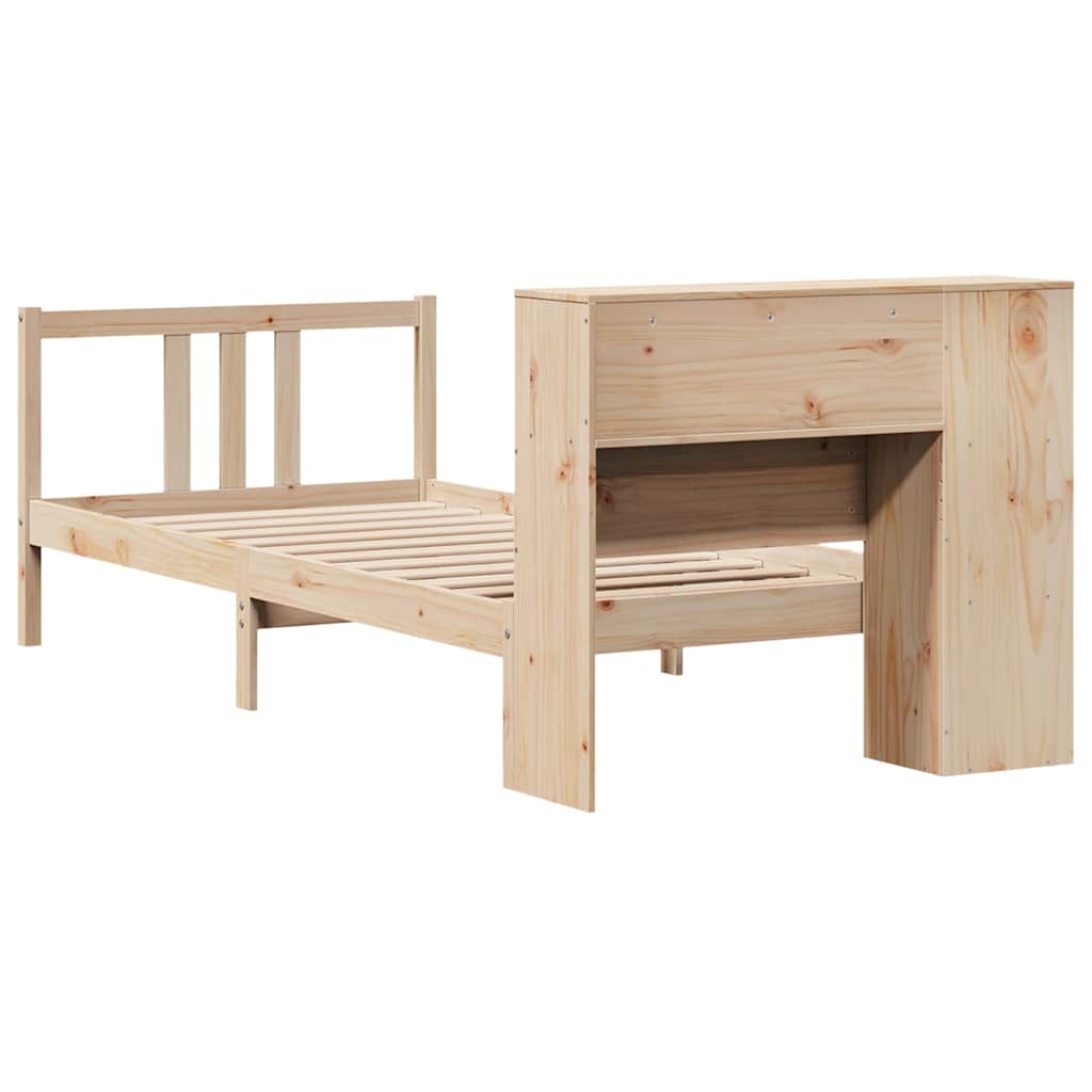 Seng med bokhylle uten madrass 75x190 cm heltre furu
