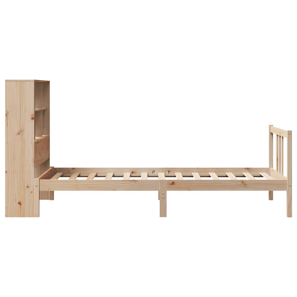 Seng med bokhylle uten madrass 90x190 cm heltre furu