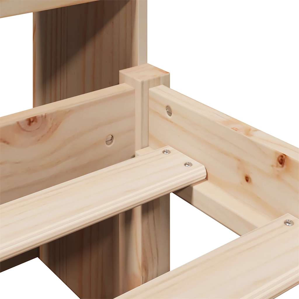 Seng med bokhylle uten madrass 90x190 cm heltre furu