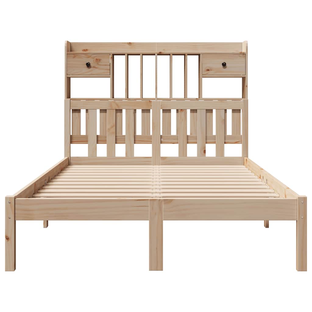 Seng med bokhylle uten madrass 135x190 cm heltre furu