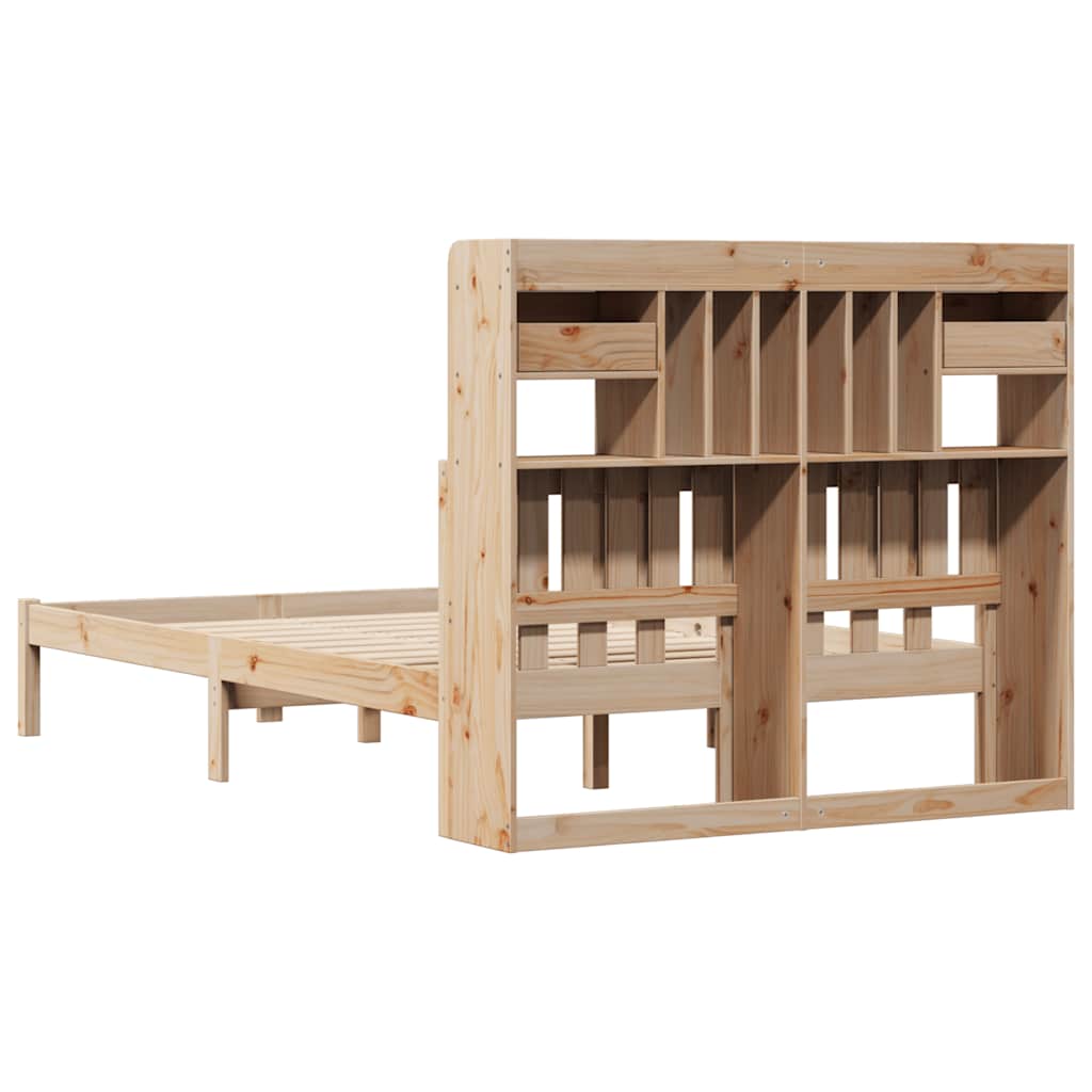 Seng med bokhylle uten madrass 135x190 cm heltre furu