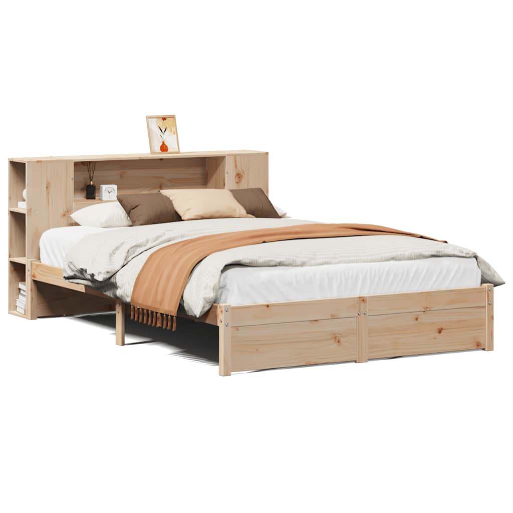 Seng med bokhylle uten madrass 120x190 cm heltre furu