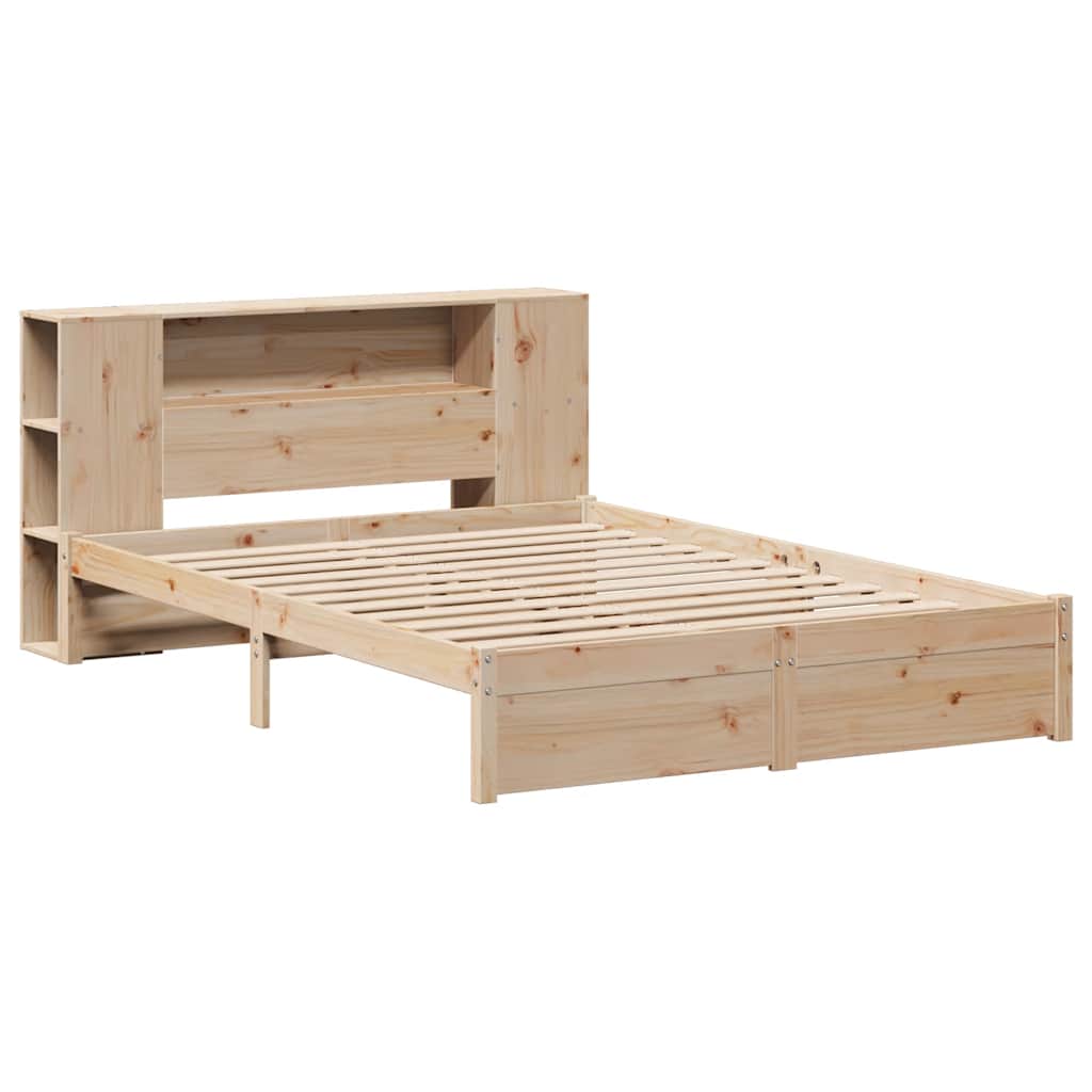 Seng med bokhylle uten madrass 120x190 cm heltre furu
