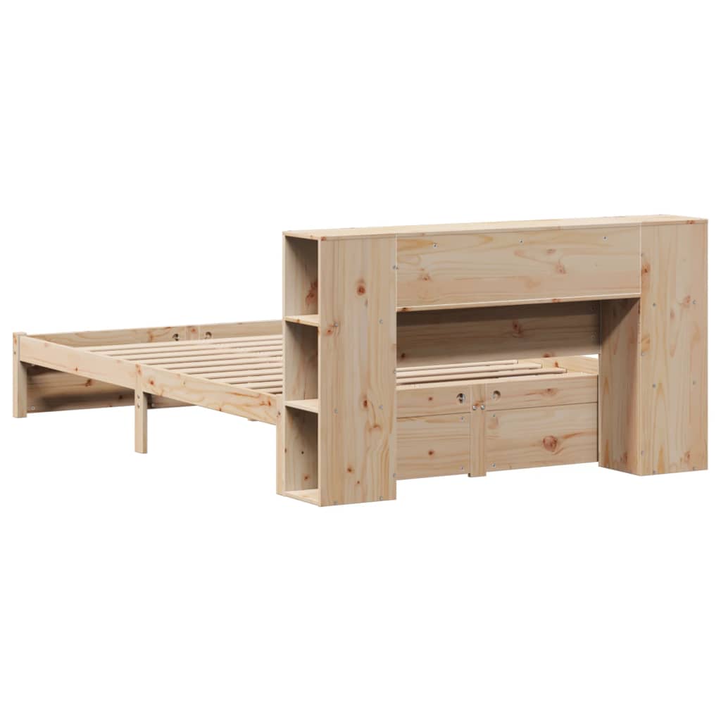 Seng med bokhylle uten madrass 160x200 cm heltre furu