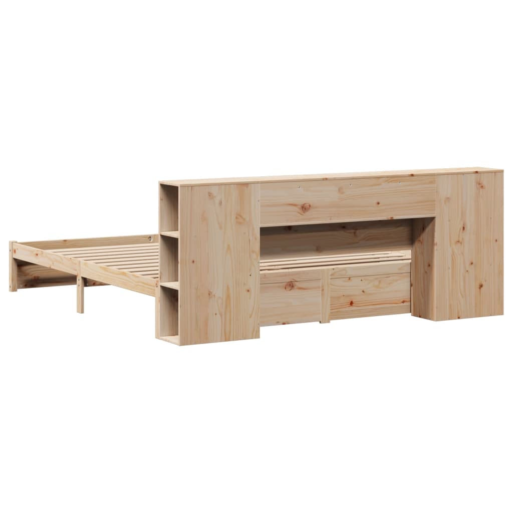 Seng med bokhylle uten madrass 180x200 cm heltre furu