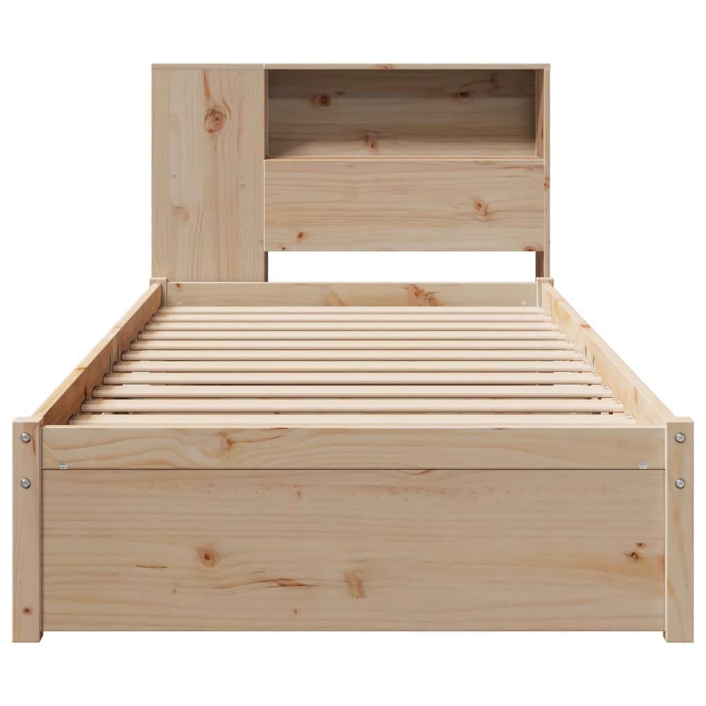 Seng med bokhylle uten madrass 75x190 cm heltre furu