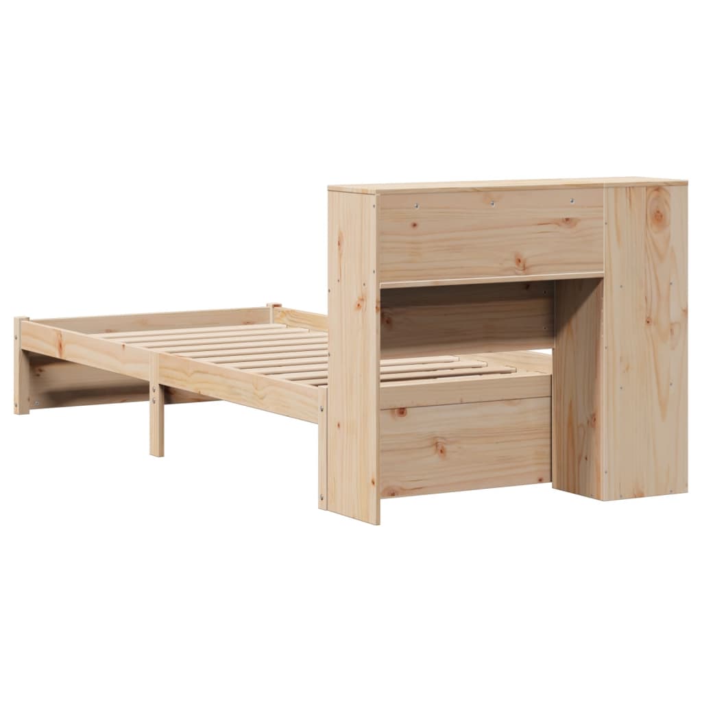 Seng med bokhylle uten madrass 75x190 cm heltre furu