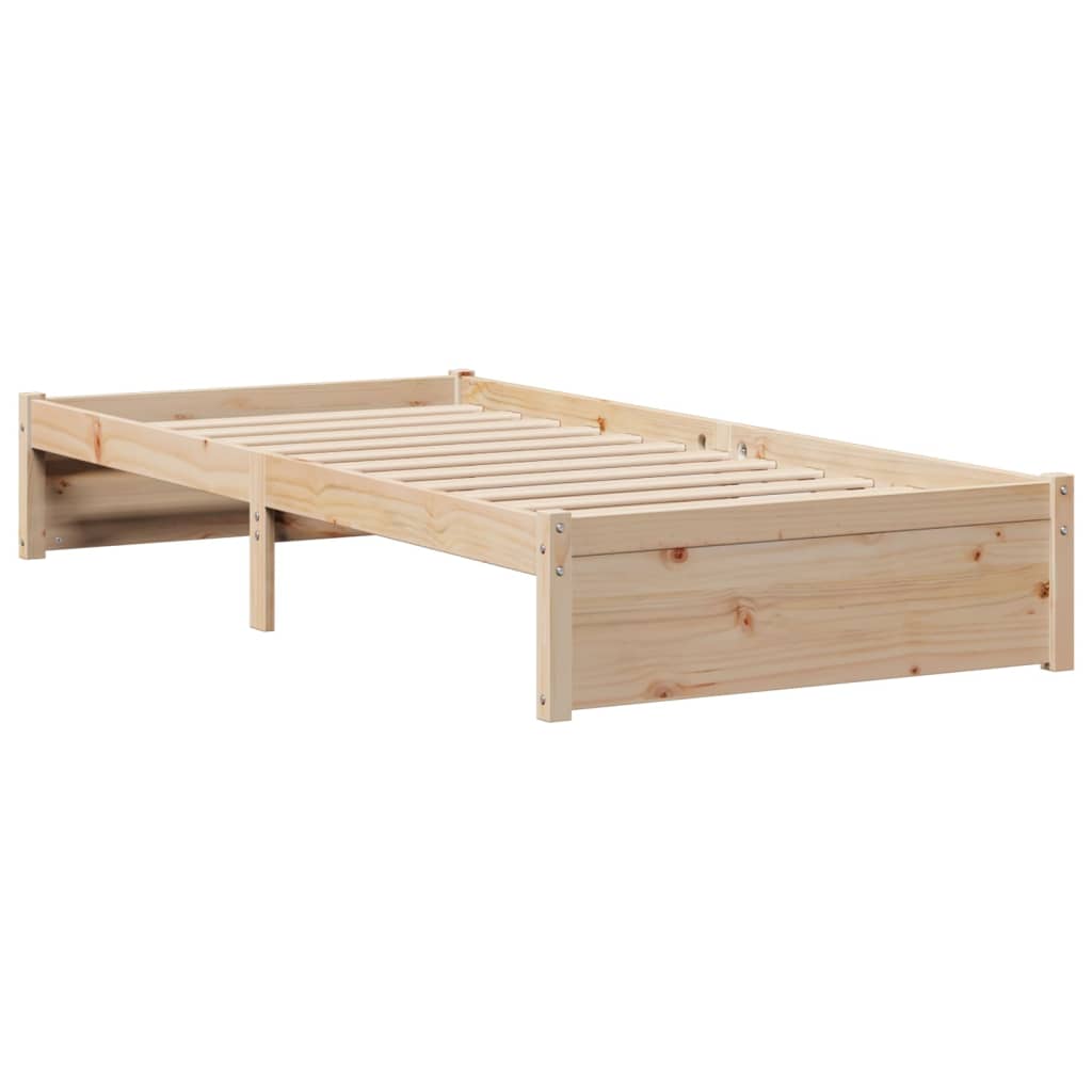 Seng med bokhylle uten madrass 75x190 cm heltre furu