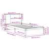 Seng med bokhylle uten madrass 100x200 cm heltre furu