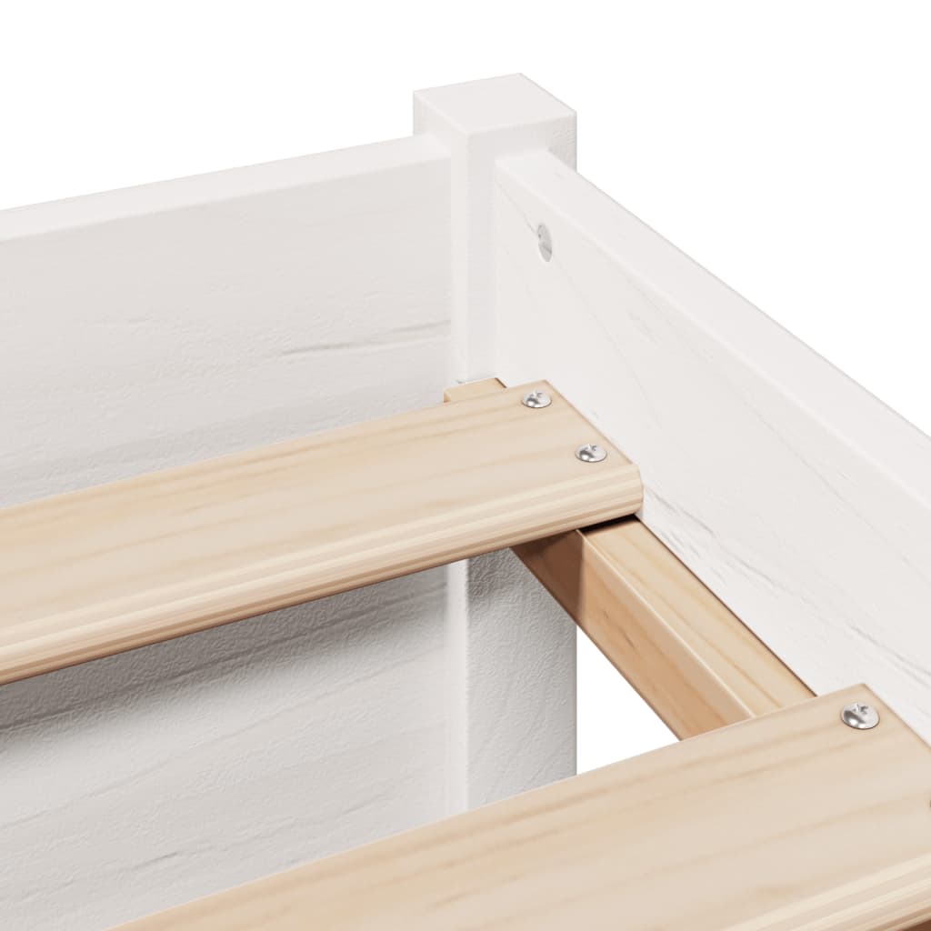 Seng med bokhylle uten madrass hvit 90x200 cm heltre furu