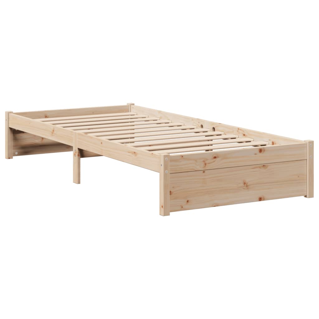 Seng med bokhylle uten madrass 75x190 cm heltre furu