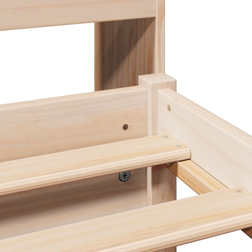 Seng med bokhylle uten madrass 75x190 cm heltre furu