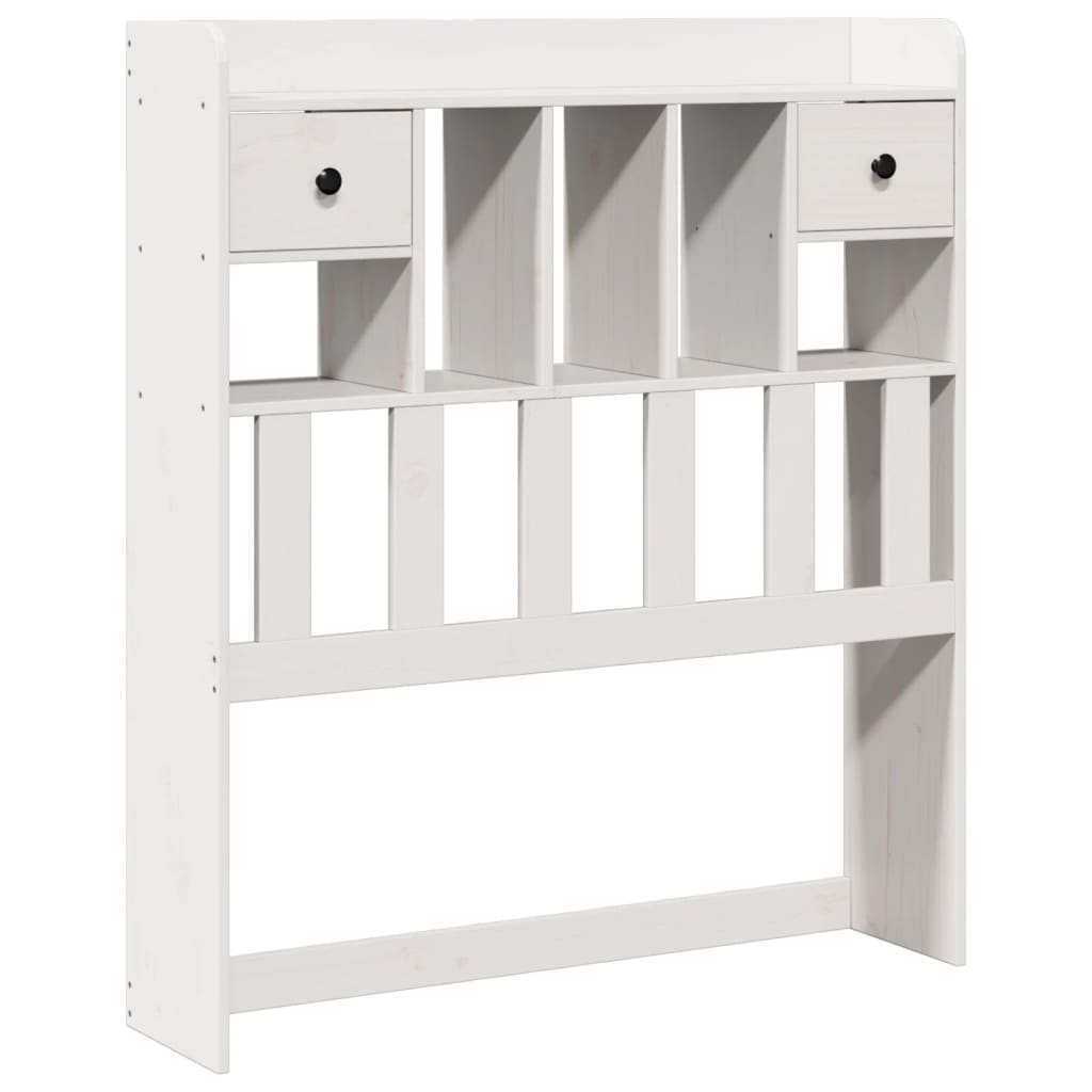 Seng med bokhylle uten madrass hvit 75x190 cm heltre furu
