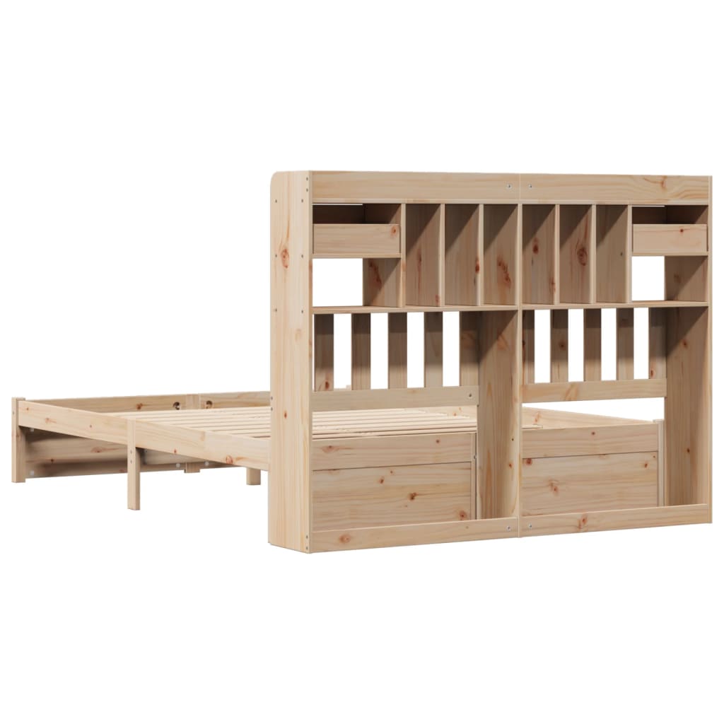 Seng med bokhylle uten madrass 160x200 cm heltre furu