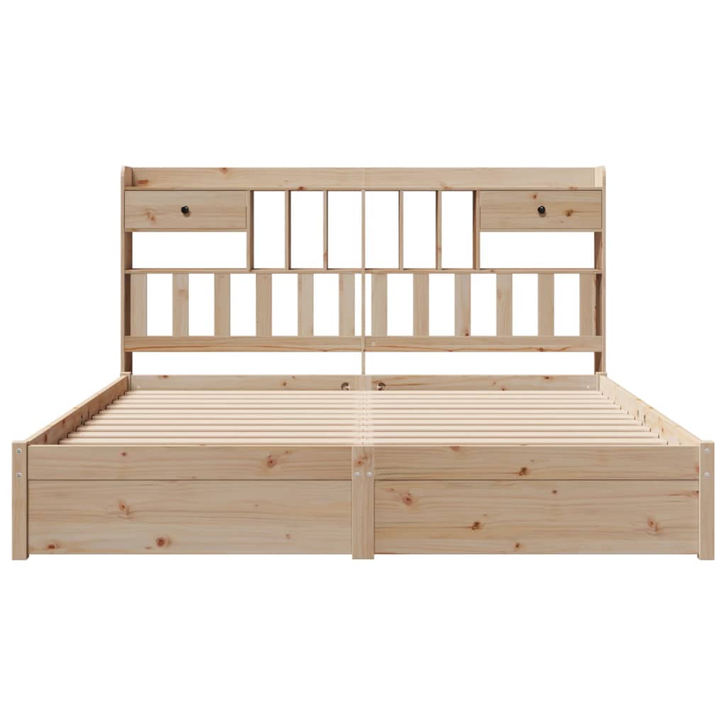 Seng med bokhylle uten madrass 180x200 cm heltre furu