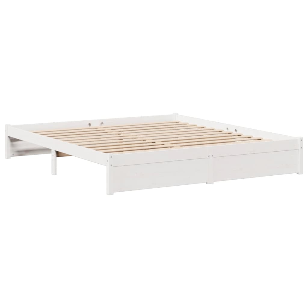 Seng med bokhylle uten madrass hvit 180x200 cm heltre furu