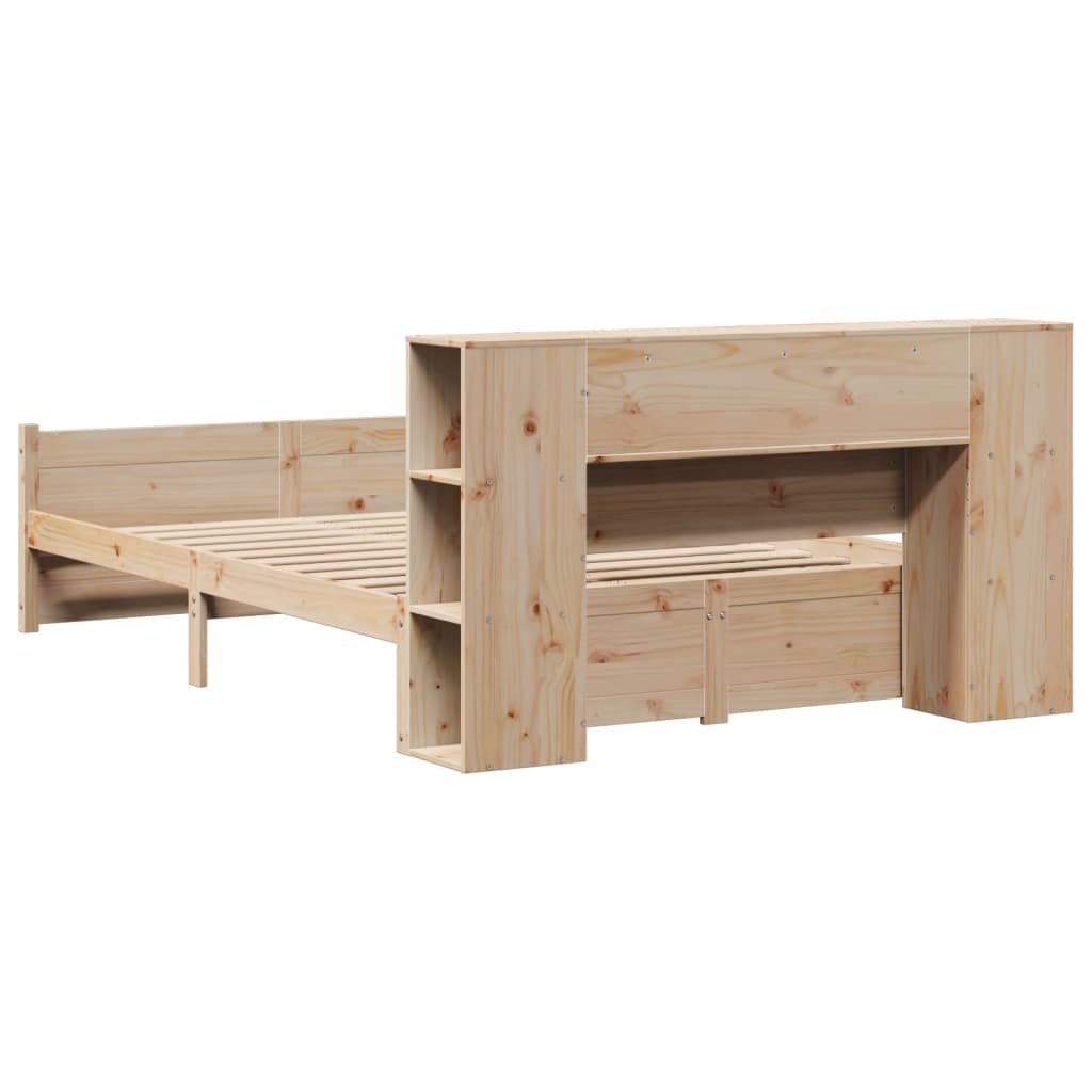 Seng med bokhylle uten madrass 135x190 cm heltre furu
