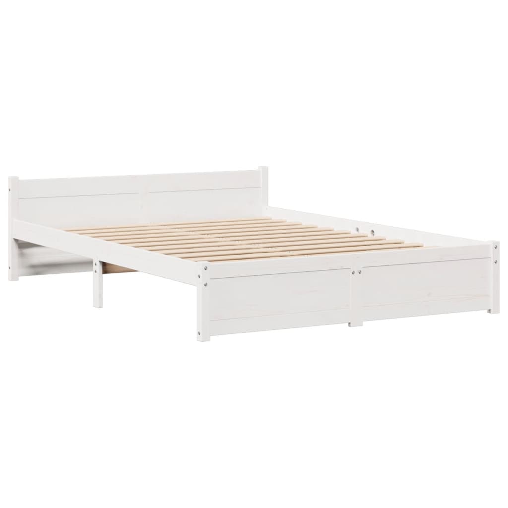 Seng med bokhylle uten madrass hvit 140x190 cm heltre furu vidaXL