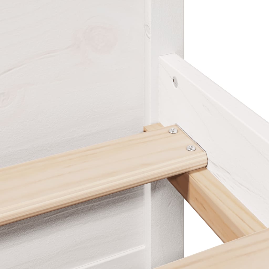 Seng med bokhylle uten madrass hvit 140x190 cm heltre furu