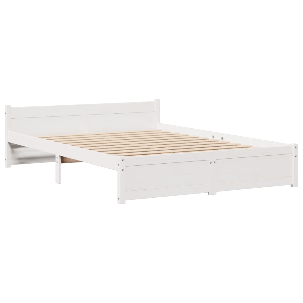Seng med bokhylle uten madrass hvit 160x200 cm heltre furu