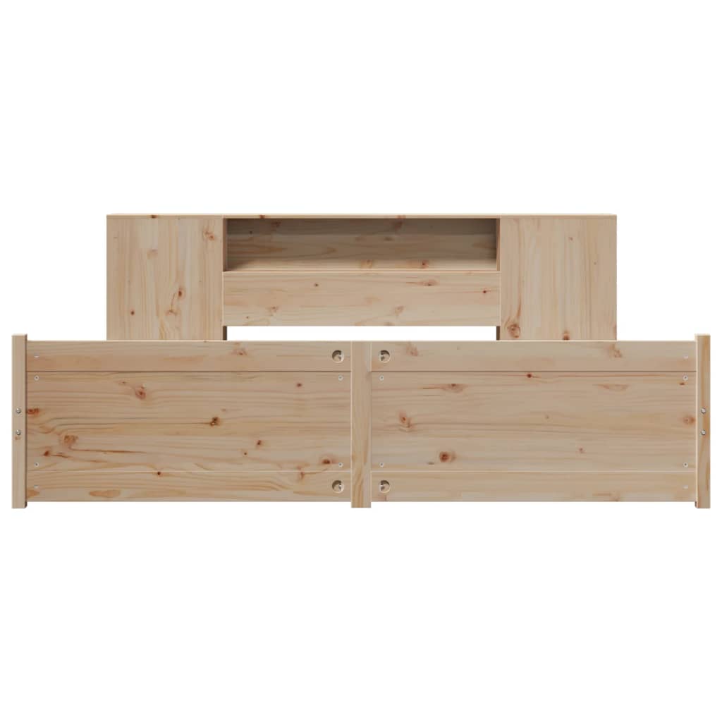 Seng med bokhylle uten madrass 180x200 cm heltre furu