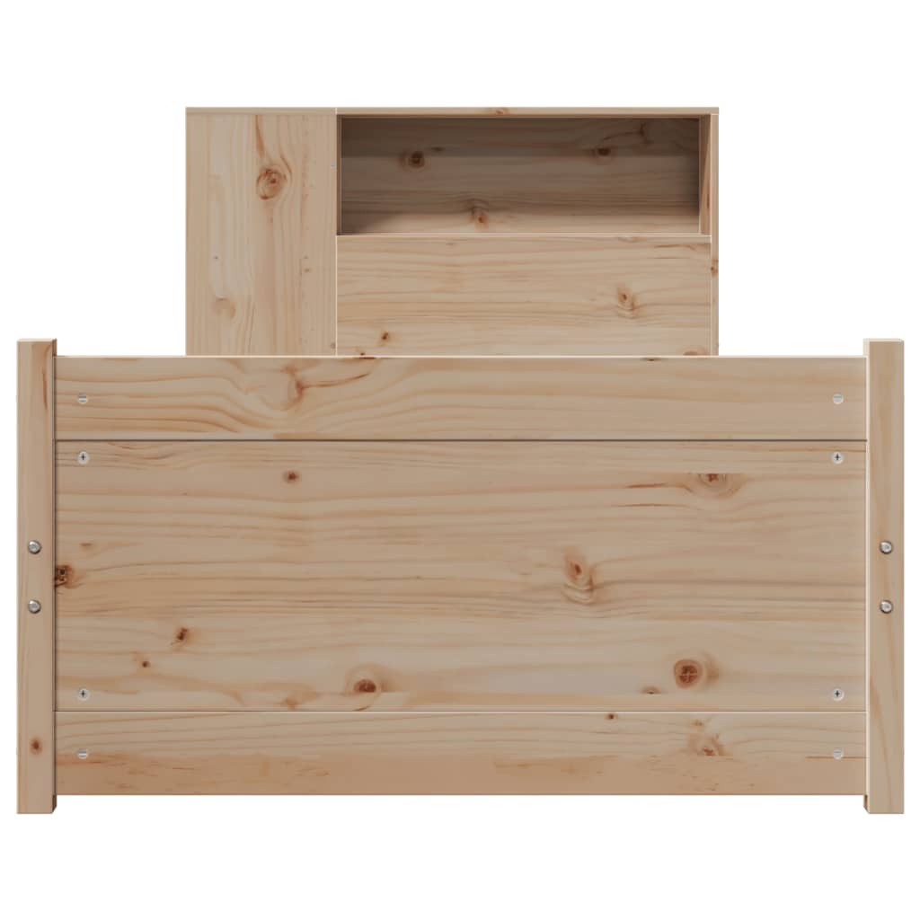 Seng med bokhylle uten madrass 75x190 cm heltre furu
