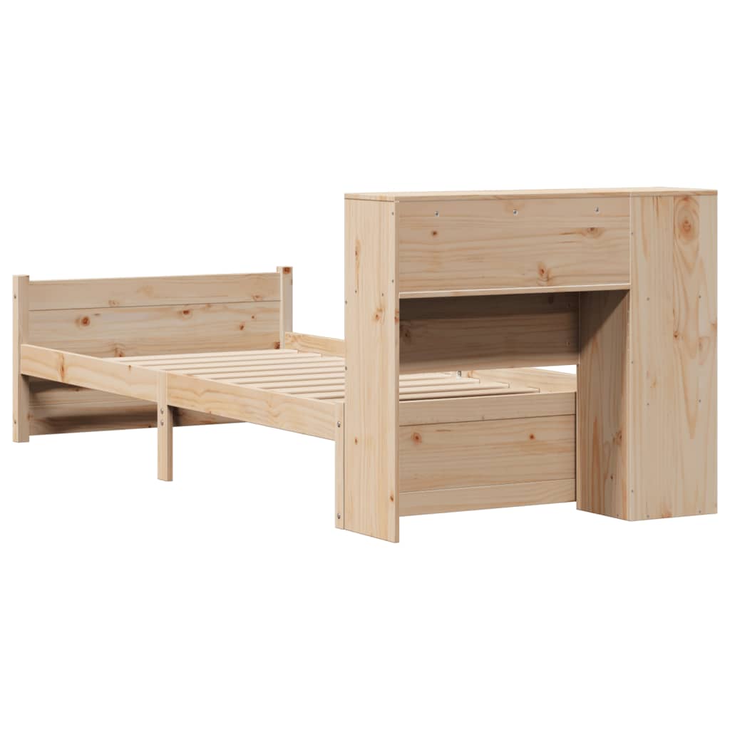 Seng med bokhylle uten madrass 75x190 cm heltre furu