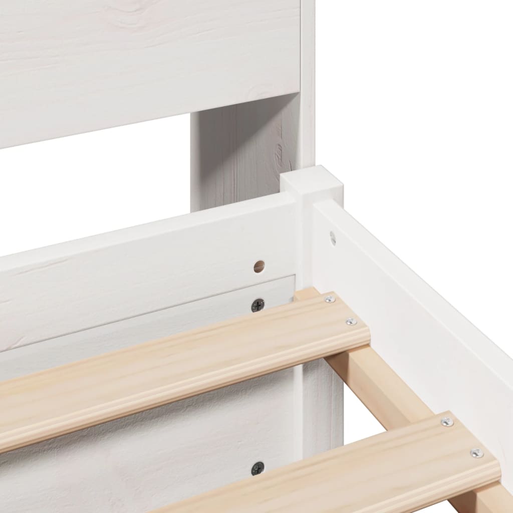 Seng med bokhylle uten madrass hvit 90x200 cm heltre furu