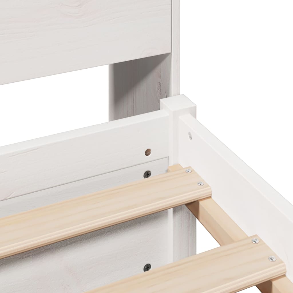 Seng med bokhylle uten madrass hvit 100x200 cm heltre furu