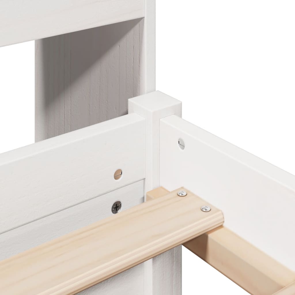 Seng med bokhylle uten madrass hvit 90x190 cm heltre furu