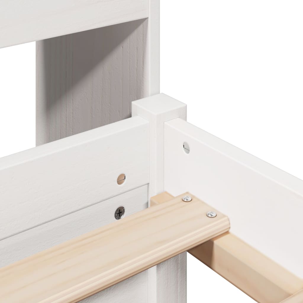 Seng med bokhylle uten madrass hvit 140x190 cm heltre furu